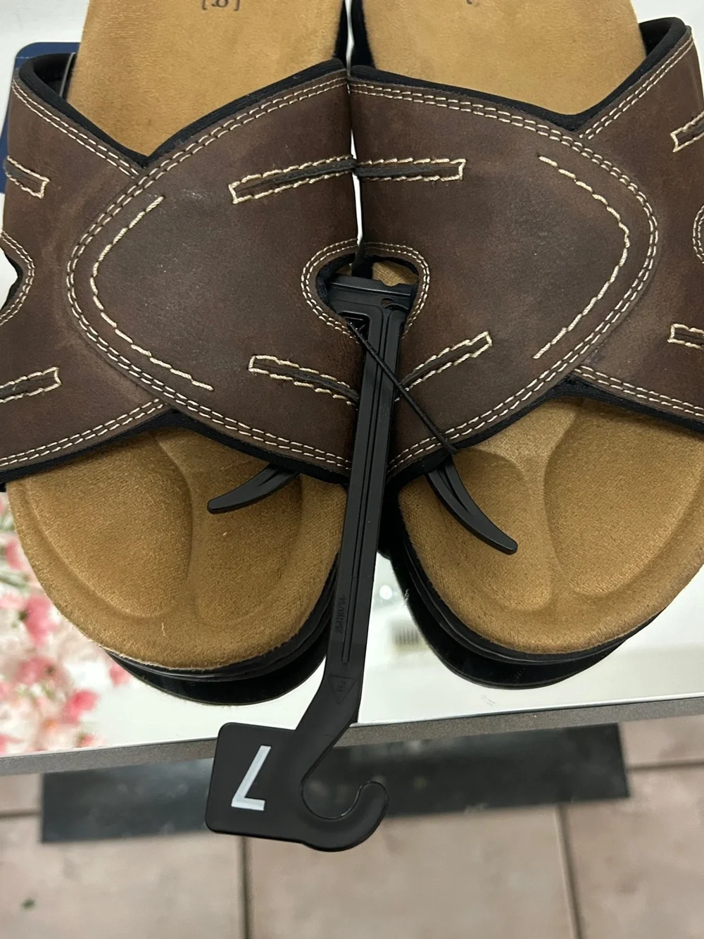 George Men’s Brown Comfort Slide Sandals Size 7 NWT Cushioned Casual Slides